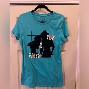 Tim & Faith (McGraw & Hill Band) Shadows Women T-Shirt Aqua Blue